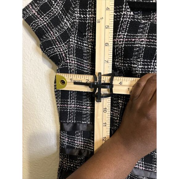 Vintage Jody Sz 5/6 Midi Tweed Plaid Grunge Dark Academia Sheath Dress - Picture 14 of 15